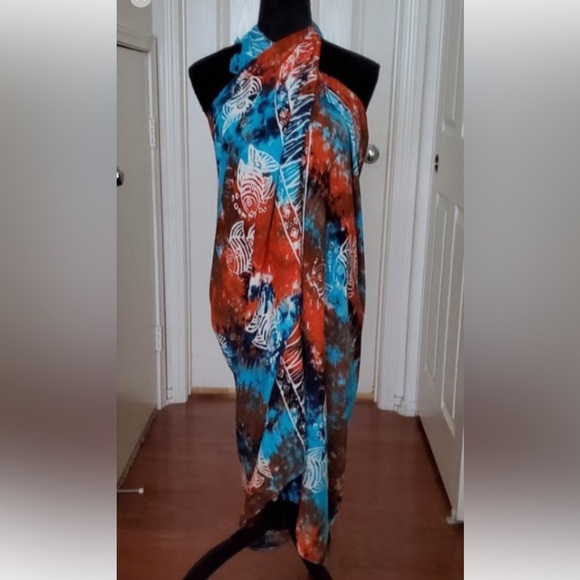 Bathing Suit Cover Up with Mini Tassels / Wear Multiple Ways Halter Top / Skirt - Picture 1 of 16